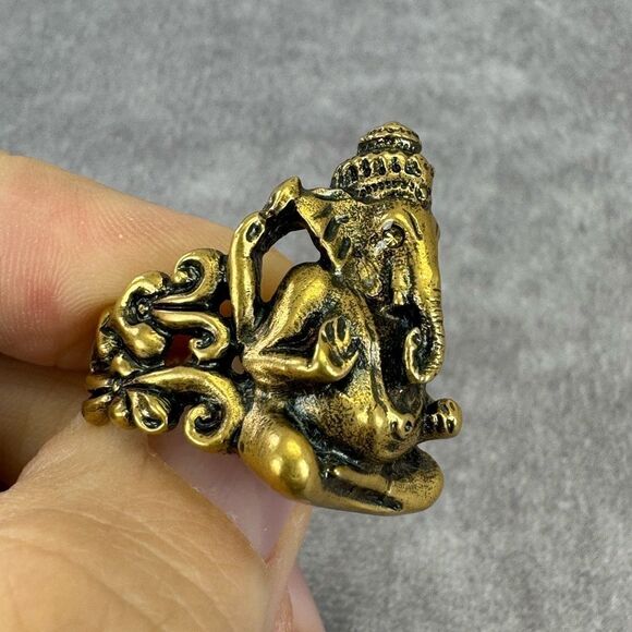 Gucci Ganesha Graphic Gold Plated Ring Medium NWT - Picture 7 of 10